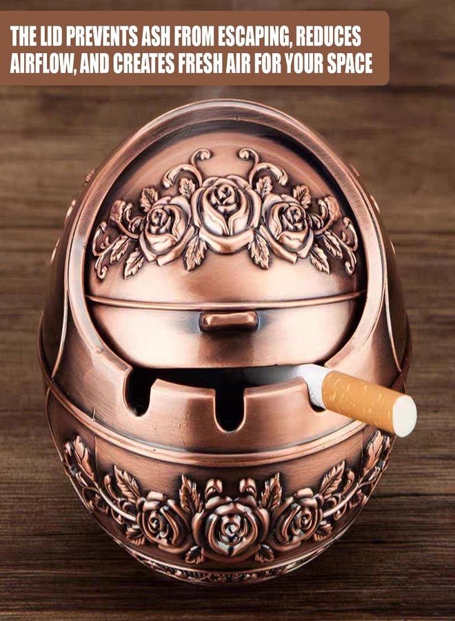 LCJAOF Vintage Ashtray With Lid Portable Cigar Ashtray Windproof Outdoor and Indoor Decorative for Men Women Home Office - Image 5